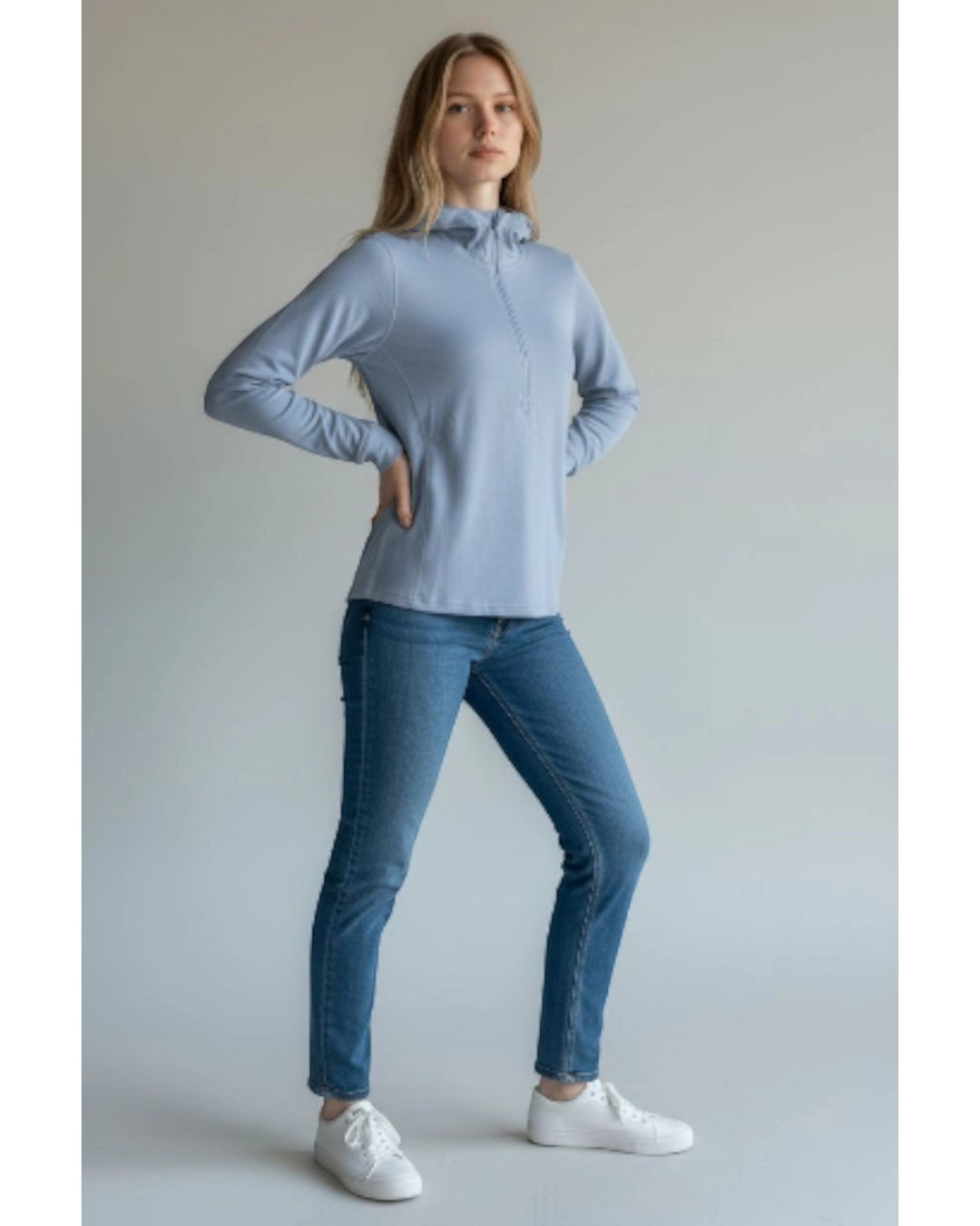 Womens Merino LS Zip Neck Hoody