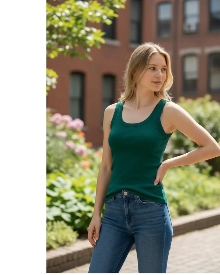 Sleeveless Scoop Top - Rib