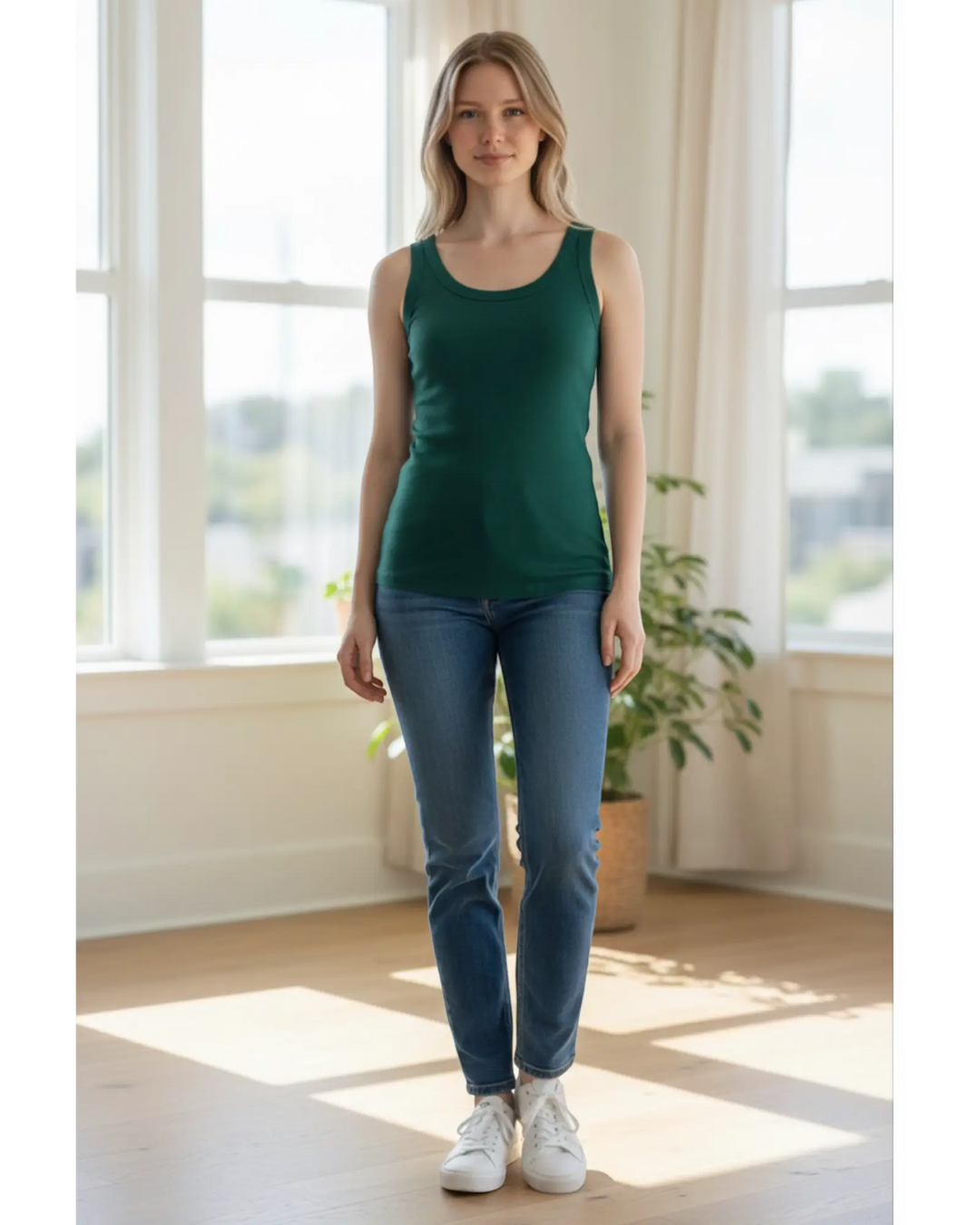 Sleeveless Scoop Top - Rib
