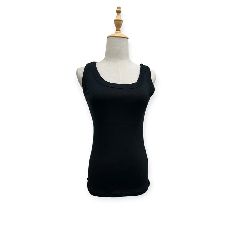 100% Wool Sleeveless Scoop Top - Rib