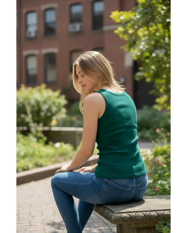 Sleeveless Scoop Top - Rib