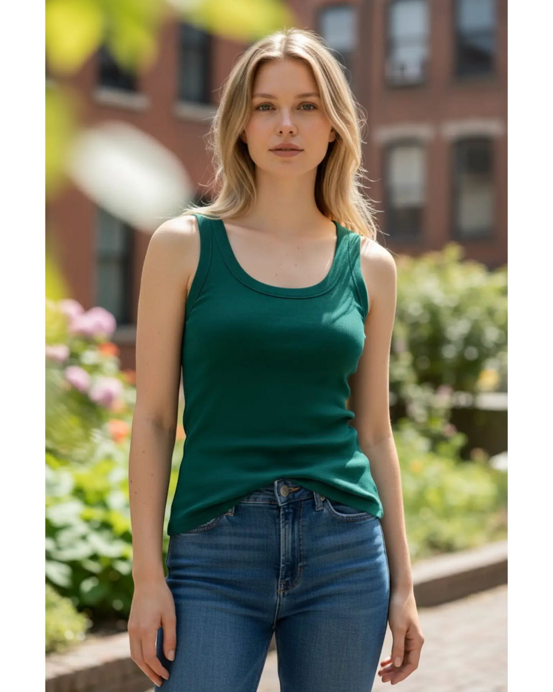 Sleeveless Scoop Top - Rib