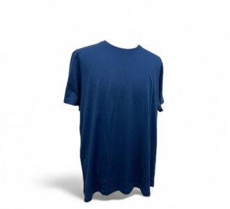 Blue Core-Spun T-Shirt made with Merino wool blend, lightweight and breathable for travel, hiking, or everyday comfort
