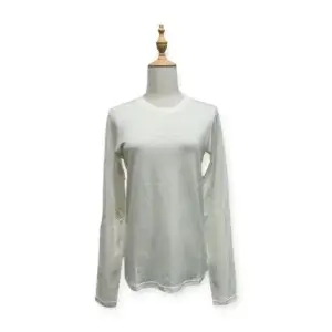White Merino base layer top with long sleeves, lightweight and breathable thermal shirt for hiking, travel, and daily wear